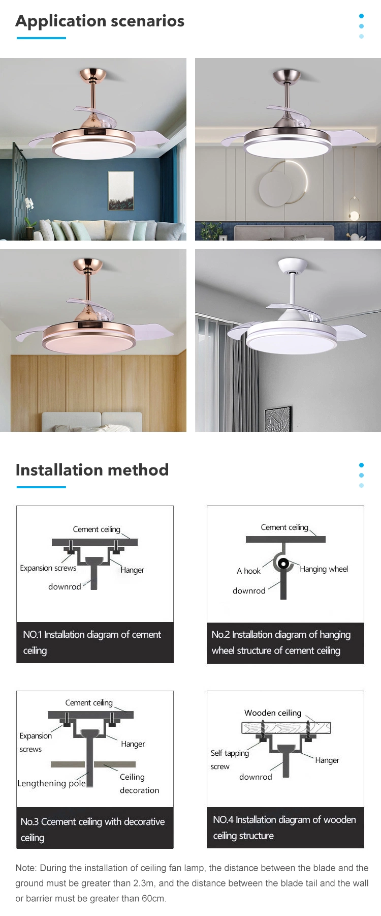 Energy Saving Electric Ceiling Fan Lamp DC Motor Remote Control Modern Mute Ceiling Fan with Light