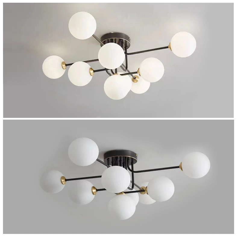 Modern Chandelier LED Lamp Multi Heads Glass Ball Light Pendant Lighting for Dining Room