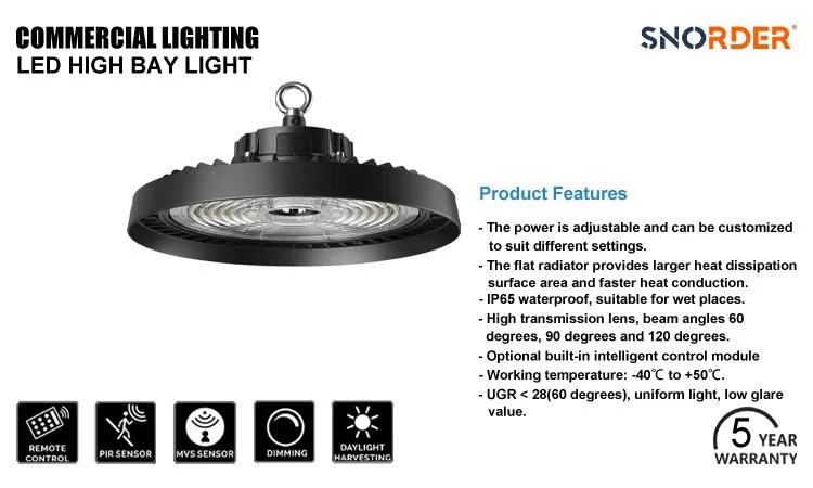 AC100-277V UFO High Quality LED Industrial Lighting 200W/150W/150W Adjustable Industrial Lighting