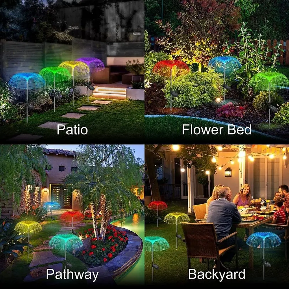 Jellyfish Lamp Color Changing Solar LED Outdoor Jellyfish Fiber Optic Garden Floor Lawn Pathway Street Lighting D&eacute; Cor Wyz20504