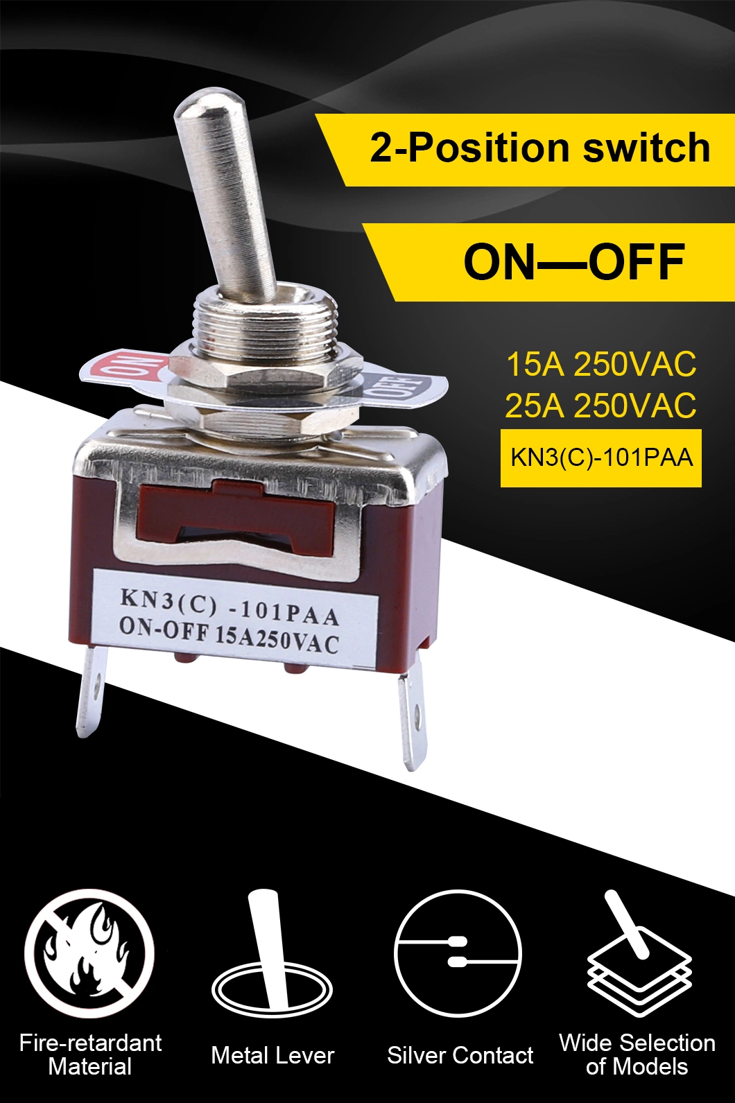 Waterproof Momentary Double 15A Auto Reset (on) -off- (on) Toggle Switch