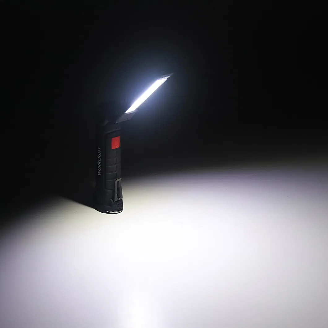 Aluminum Multifunctional Red LED Rotating Work Light Flashlight with Clip for Industrial Garage Inspection Task