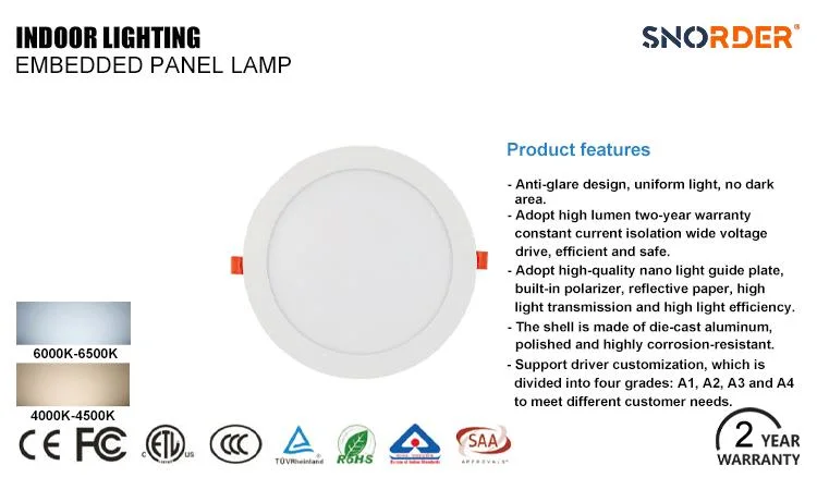 12W Commercial Best-Selling Ultra-Thin Panel Lamp Opening Size 130mm Indoor Lighting