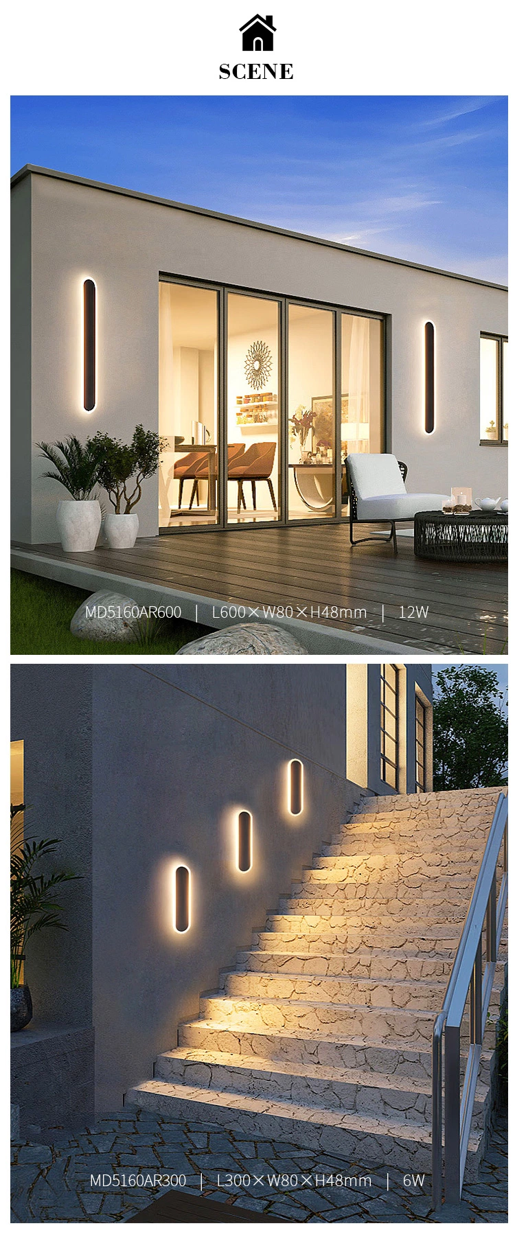 2023 Minimalist Courtyard Black Long Strip LED Linear Waterproof Wall Lamp Porch Sconce Light Villa LED Wall Lights for Outdoor