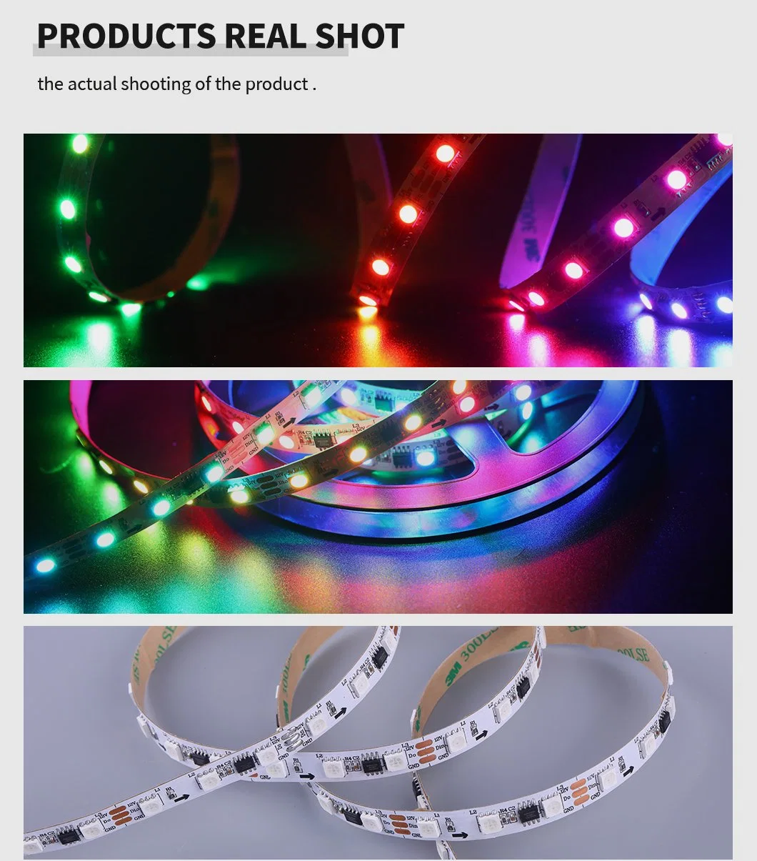 SMD5050 RGB Digital LED Strip Light Pixel 60LEDs/M Color Changing