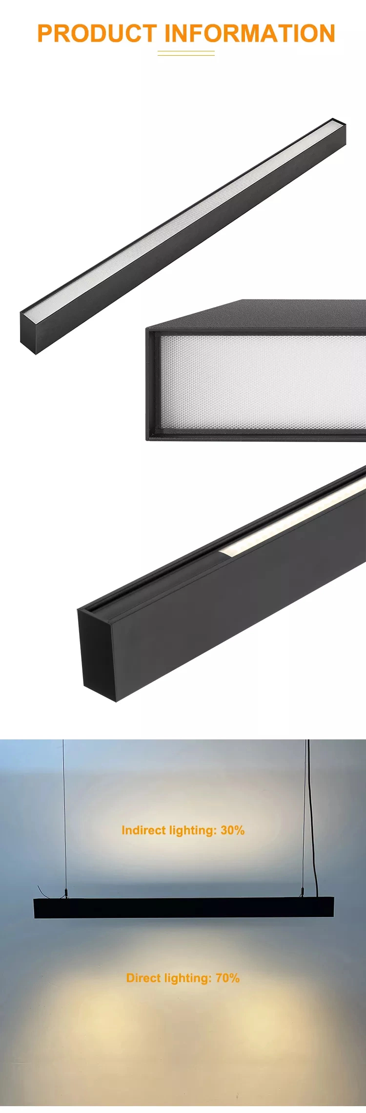 Warranty 5 Years Anti-Glare Batten Tube Aluminum Profile Housing Ceiling Mounted Pendant up Down Office Linear Lamp LED Light for Motif Hotel School Lighting