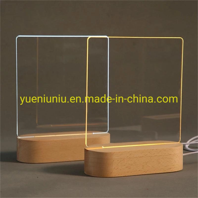 Wholesale Oval 3D Acrylic USB Wooden Table Lamp LED Wall Wooden Stand for Resin Display Base