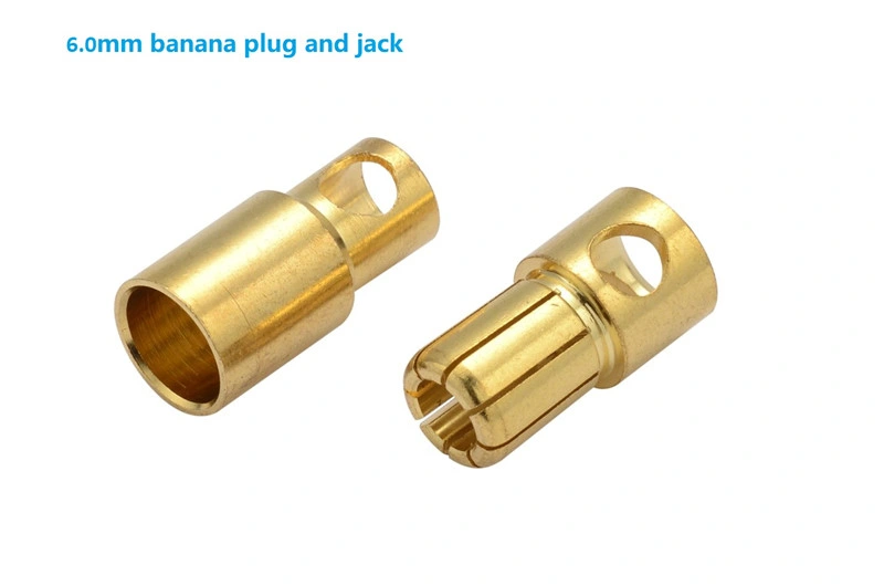 Custom CNC Lathe Turning Milling Machining Copper Brass Parts Gold Plating Bullet Plug in Banana Plug Electrical Connectors