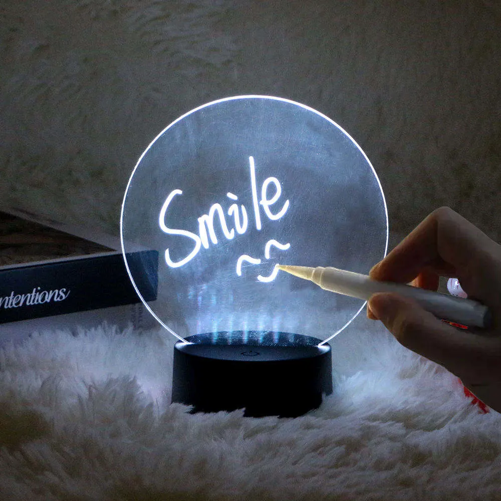 16 Colors Night Light Base Erasable Writing Board Creative DIY RGB LED Message Acrylic Writing Board Light