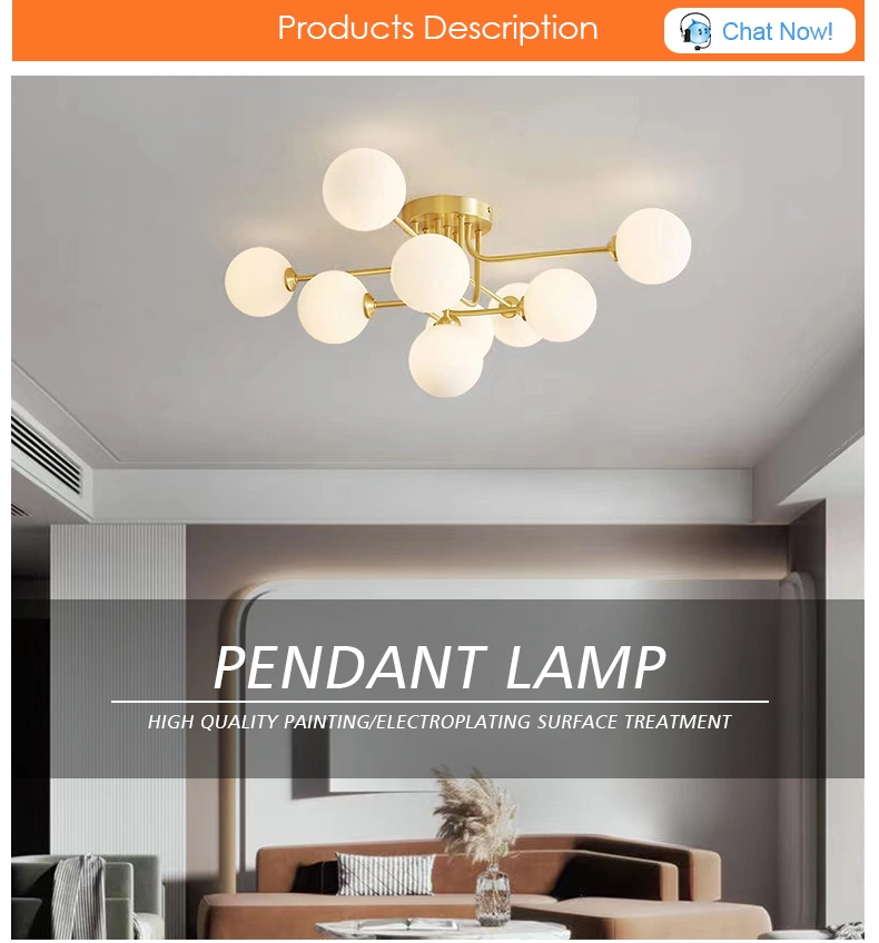 Modern Chandelier LED Lamp Multi Heads Glass Ball Light Pendant Lighting for Dining Room