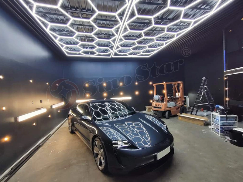 New Design Hexagonal Garage Lights Customized Hexagrid LED Lighting for Car Workshop and Office