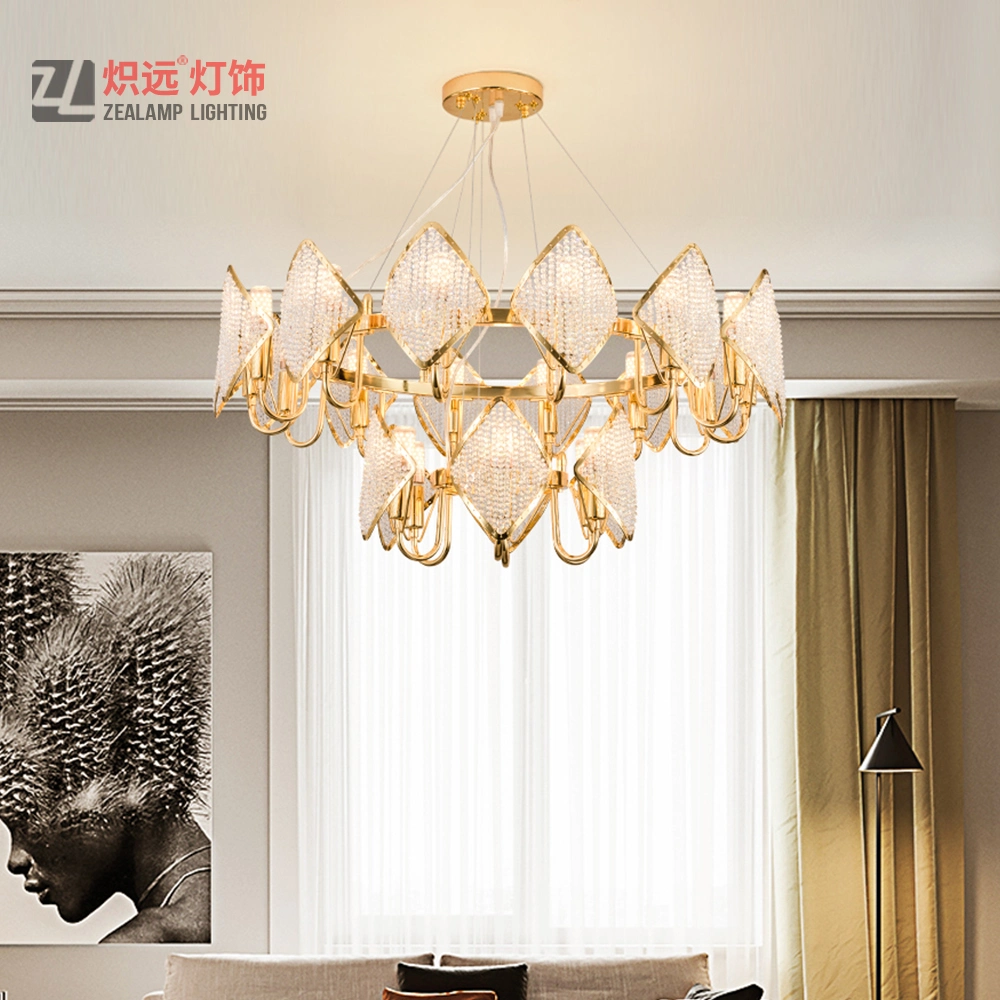 Contemporary Crystal LED Gold Chandelier Lighting for Dining