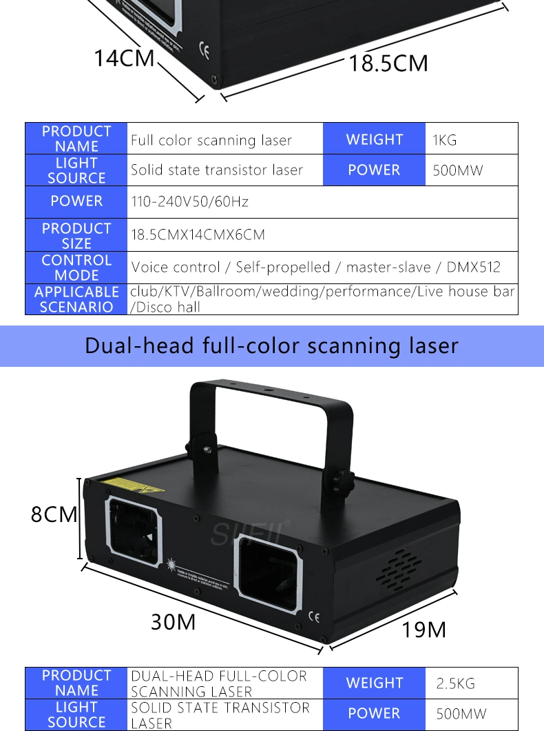 RGB Red Green Blue Full Color Scan DJ Light Laser Disco Light DMX512 PRO DJ Party KTV Bar Show Stage Lighting