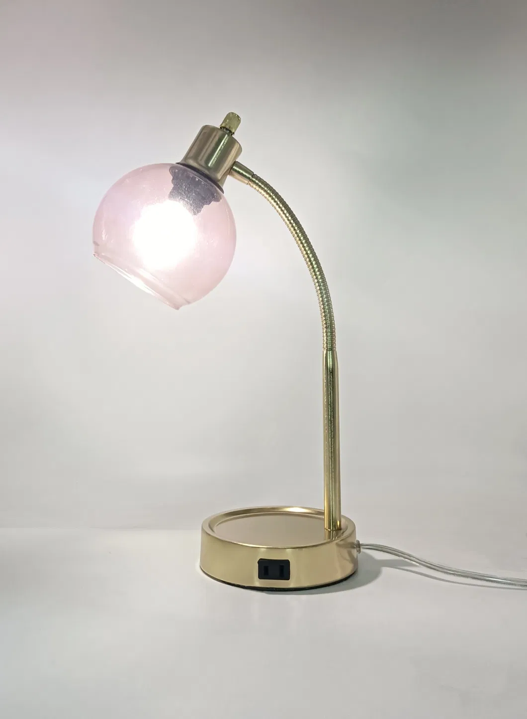 Modern Desk Light Soft Luminous Table Lamp Glass Shade USB on Base