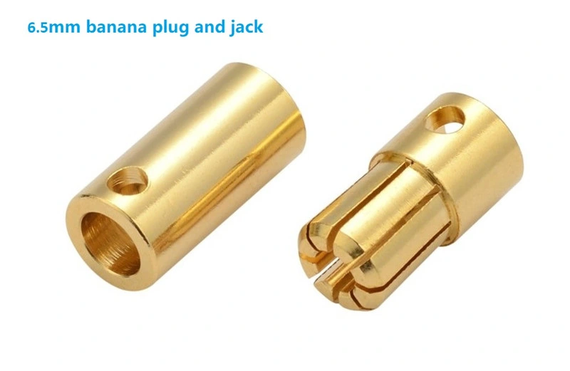 Custom CNC Lathe Turning Milling Machining Copper Brass Parts Gold Plating Bullet Plug in Banana Plug Electrical Connectors