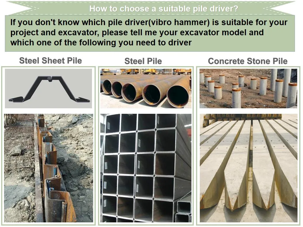 7-12 M Steel Pipe Pile Side Grip Vibro Hammer Hydraulic Sheet Pile Driver