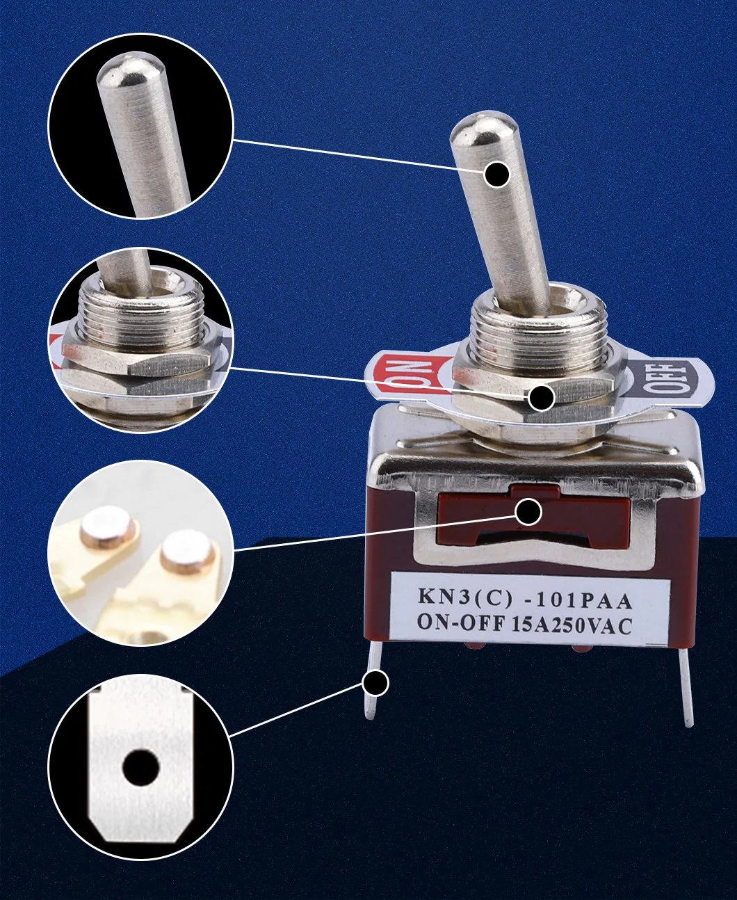 Waterproof Momentary Double 15A Auto Reset (on) -off- (on) Toggle Switch