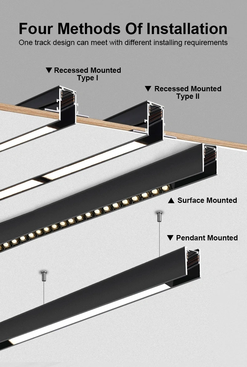 Aluminum Multi-Power Indoor Lighting Foldable Dimmable Ceiling Magnetic LED Track Light