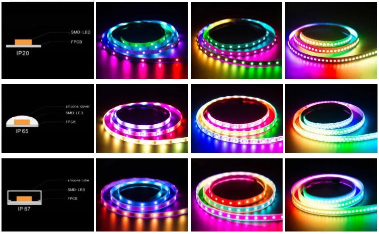 Glite 30 LEDs Addressable Strip RGB Magic Digital LED Pixel Strip Light 12V Ws2811 with Power Supplier and Controller