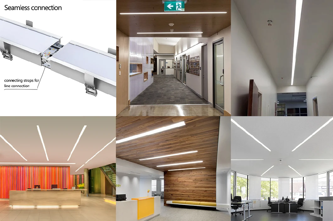 Easy Installation Fittings LED Linear Light Recessed Tube Lamp Housing Lighting with Reflector Cup