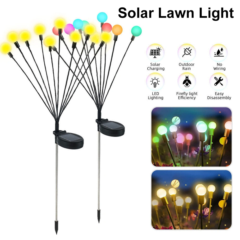 Solar Starburst Swaying Wind Blows Garden Light Outdoor Decorative Firefly Firework Lamp for Yard Patio Pathway Decoration