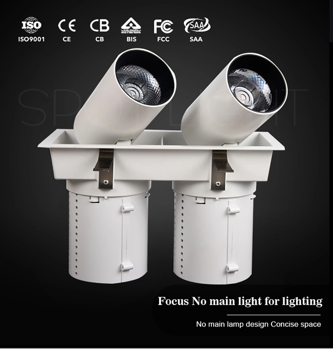 Foldable Retractable LED Lighting Fixture, Ceiling Recessed Double Plug LED Down Light