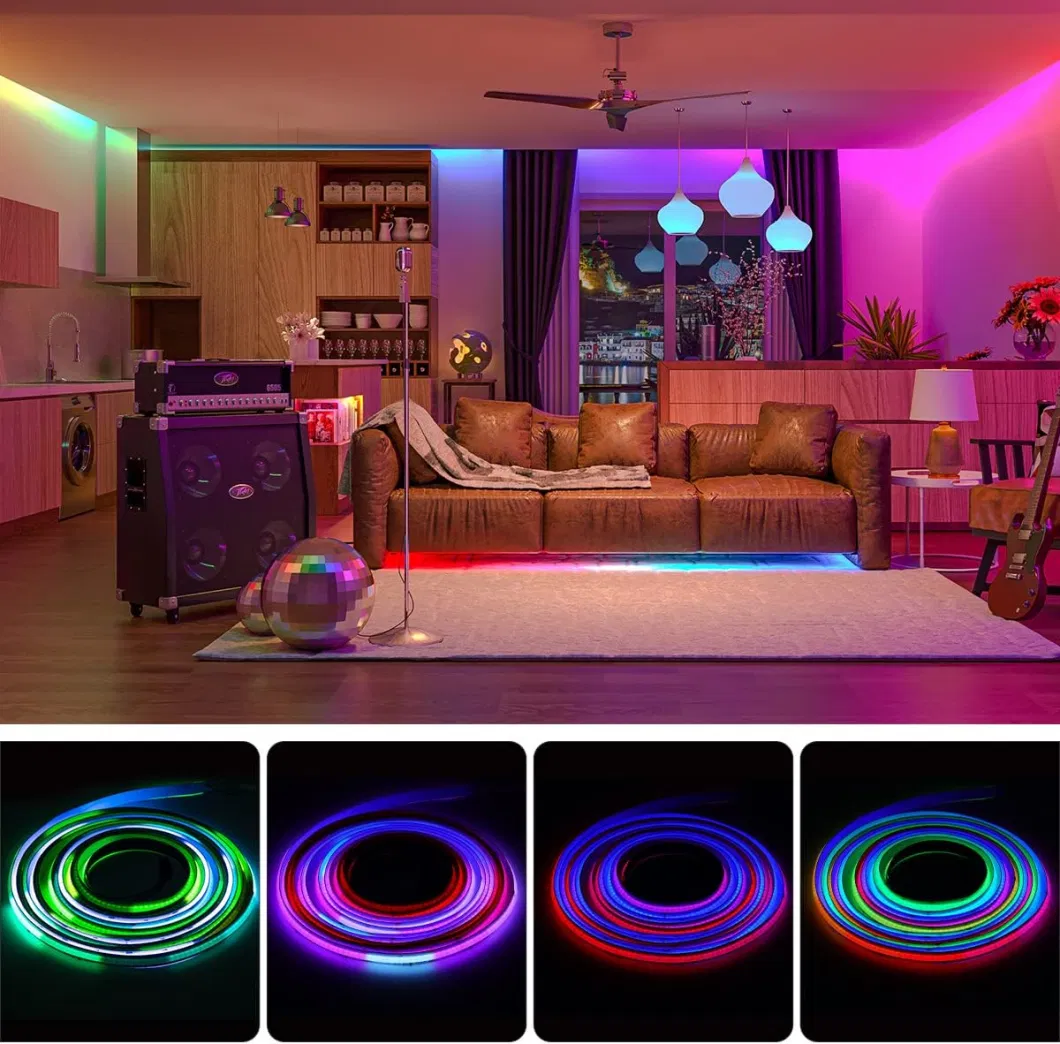 COB LED Strip RGB Smart IC Addressable Color Flowing TV Party DIY Multicolor Flexible Tape LED Strip Light