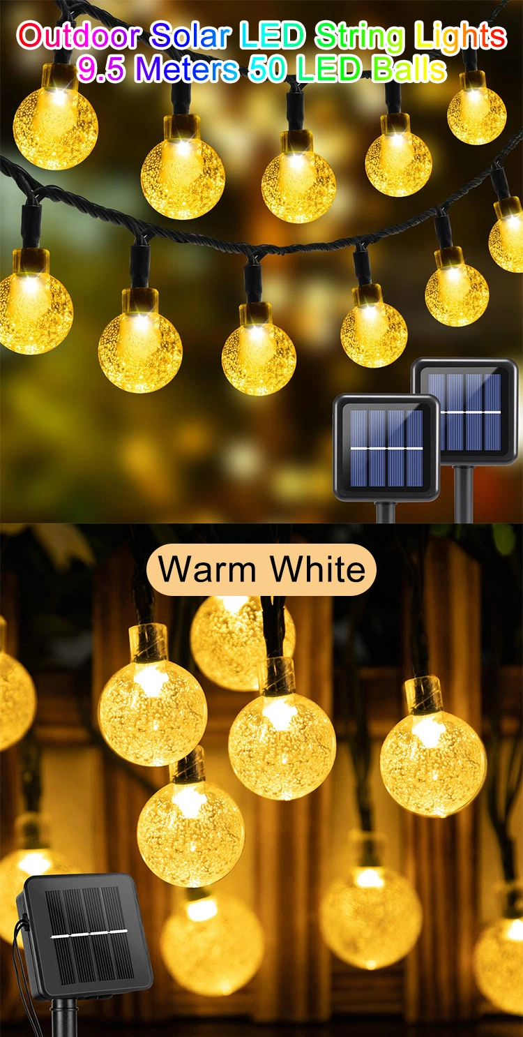 Outdoor Waterproof Crystal Decoration Solar String Light with 8 Lighting Modes