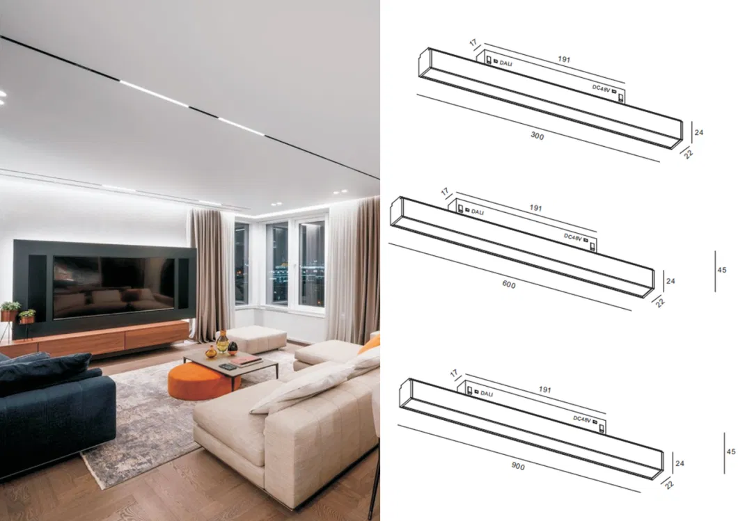 DC48V Magnetic Track Lights Magnet Linear Aluminum Ceiling Recessed Suspended Creative LED Magnetic Lights Tracking Rail Lighting Industrial