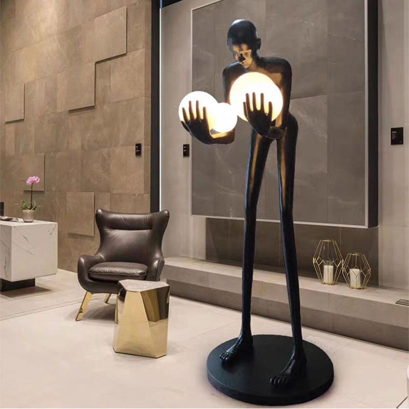 Postmodern Humanoid Floor Lamp Sculpture Holding Ball Model Art Designer Hotel Lobby Living Room Floor Lamp (WH-MFL-90)