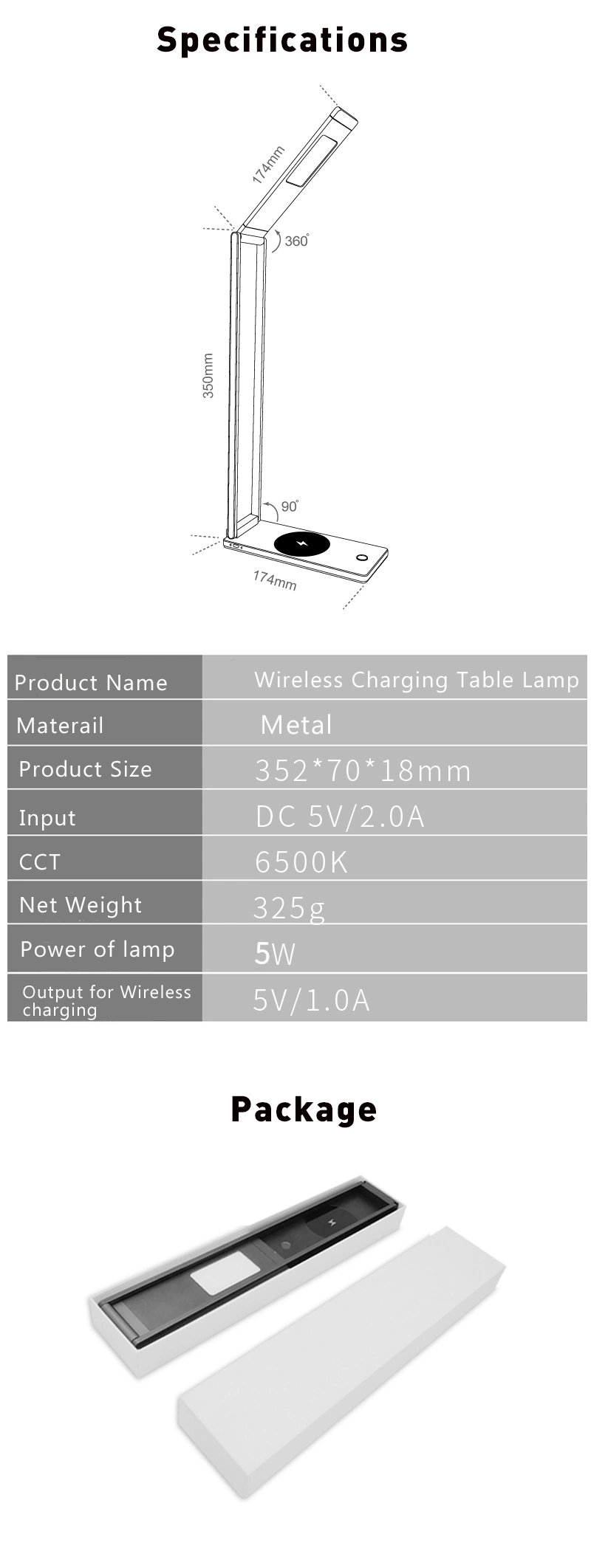 Foldable Wireless Charger Modes Desk Light LED Table Lamp