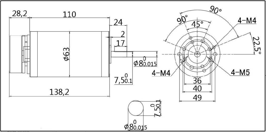 63mm DC Brushed Motor High Quality Electric Motor with Break Permanent Magnet