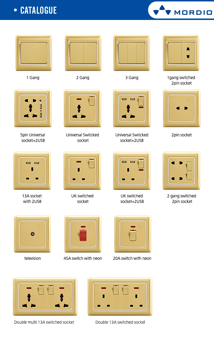 K3.2 Factory Price UK PC Double Touch Home 16A 250V Smart Electrical Wall Switch Light Switch Sockets