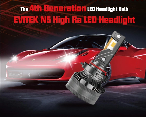 Evitek N5 High Ra 100W 10000lm Daylight White H7 H11 9005 9006 H4 Car LED Headlight Bulb