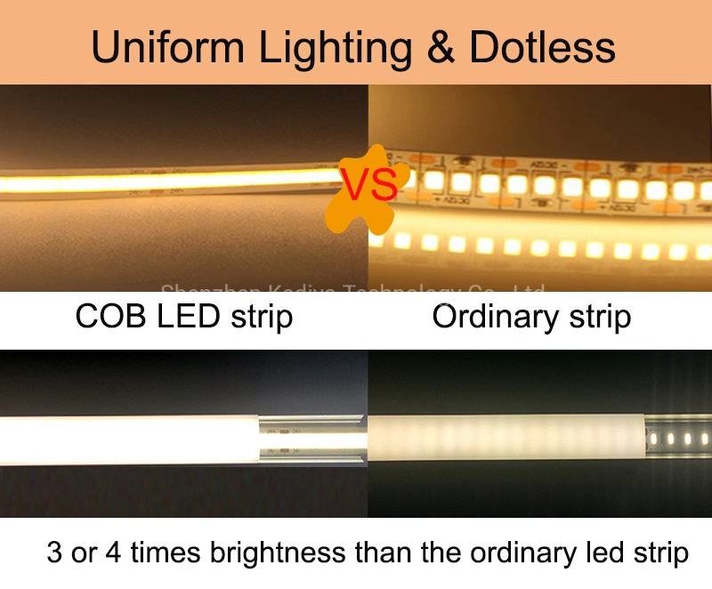 Flexible High Bright Dotless Colorful RGBW RGB COB LED Strip 12V 24V 768 LEDs/M LED Strip Light for Indoor Decoration