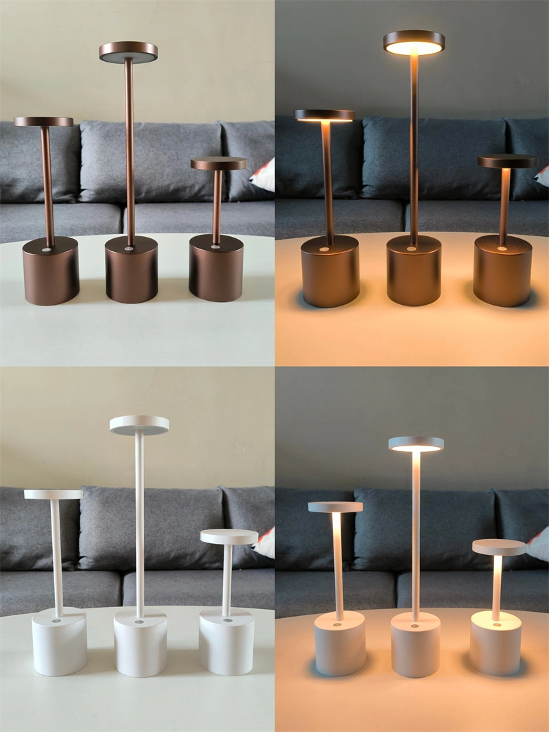 Classic Modern Rechargeable Touch Control Dimmable Wireless Le Aluminum Cordless Table Lamp for Restaurant Hotel Bar Balcony Bedside