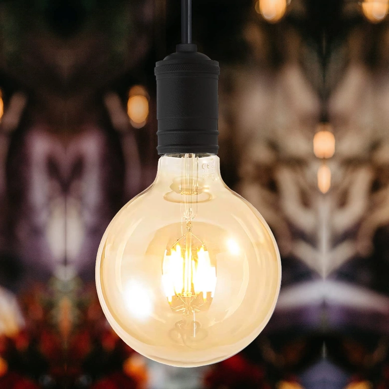 Simva LED G125 Globe Bulbs, Antique Vintage Light Bulbs Amber, E27 Edison Bulb Incandescent, 2700K Warm White