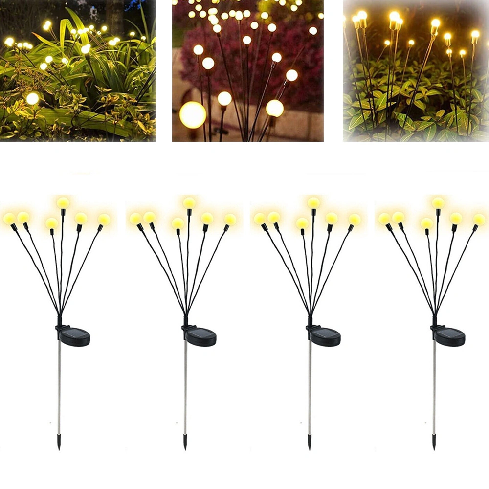 Solar Starburst Swaying Wind Blows Garden Light Outdoor Decorative Firefly Firework Lamp for Yard Patio Pathway Decoration