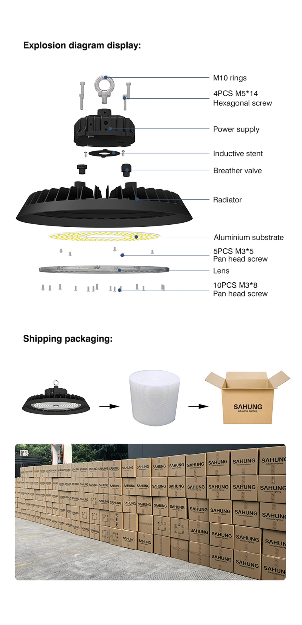 Manufacturer Industrial 100W 150W Warehouse IP65 Shopping Mall Exhibition UFO LED High Bay Light Lighting