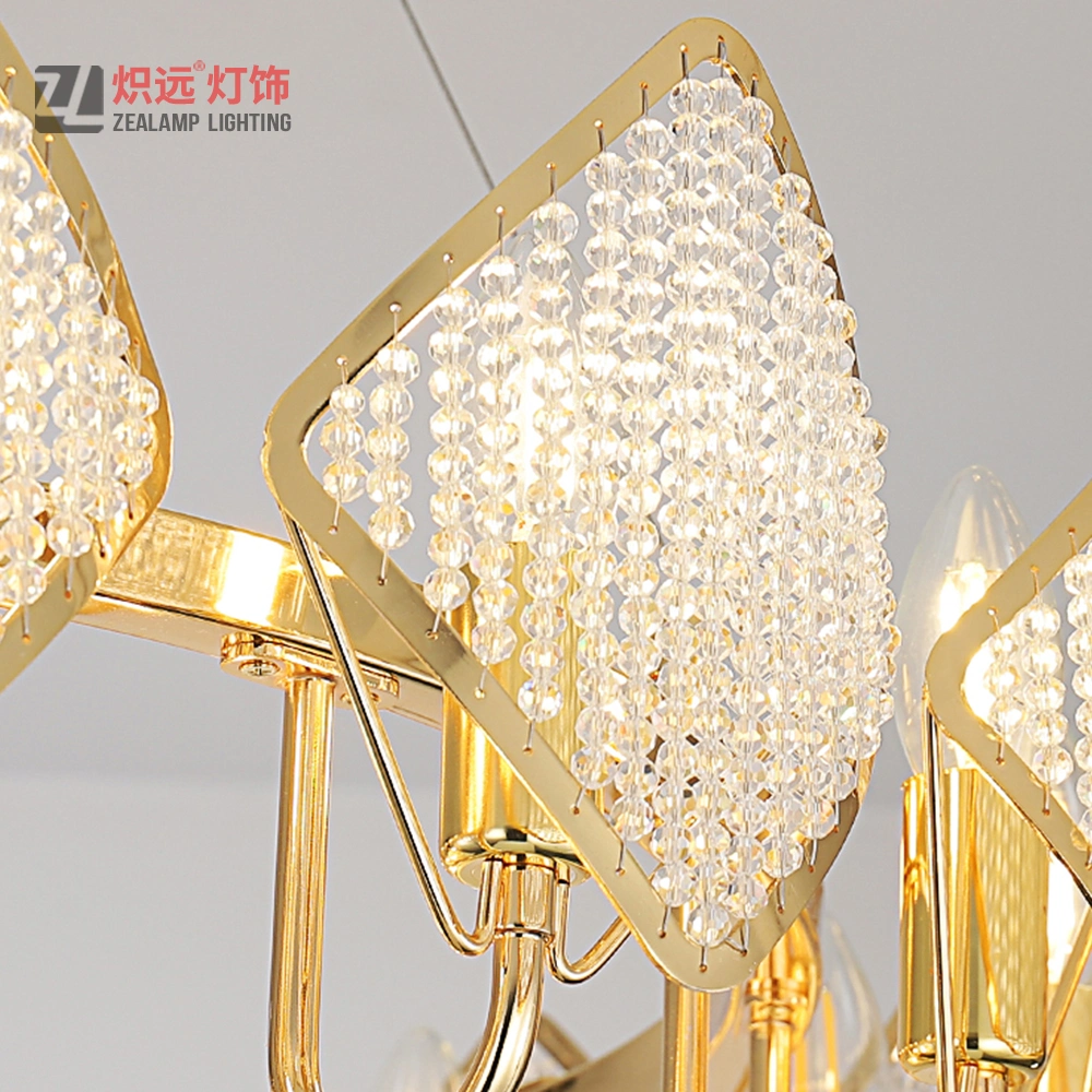 Contemporary Crystal LED Gold Chandelier Lighting for Dining