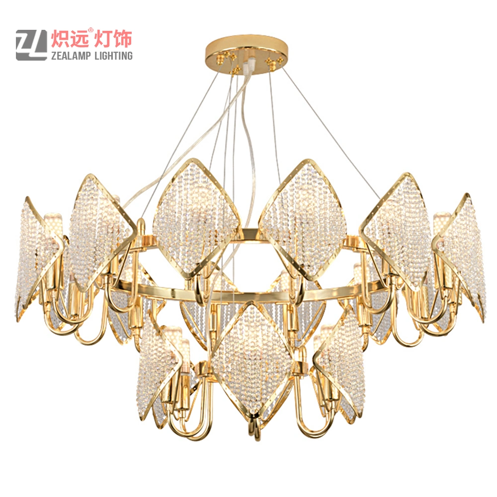 Contemporary Crystal LED Gold Chandelier Lighting for Dining