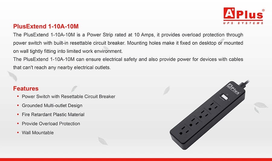 Smart Power Strip 10A 4 Outlets Surge Protector