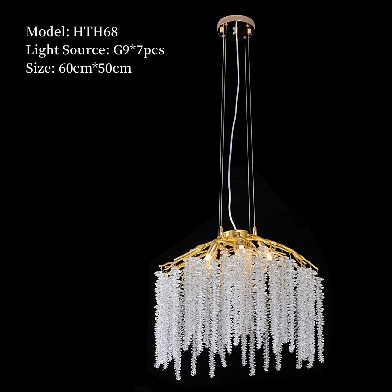 9-Lights Tree Branch Raindrop Ceiling Pendant Light Gold Luxury Crystal Chandelier (68)