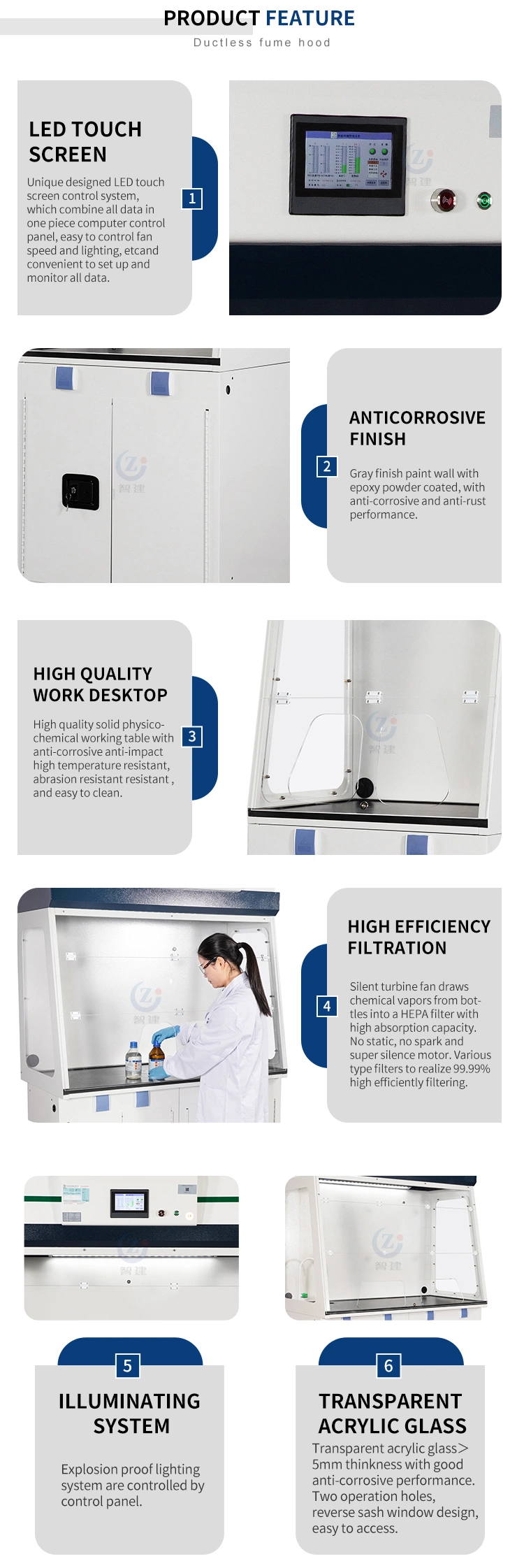 Lab Chemical Used Ductless Fume Extractor Hood for Powder