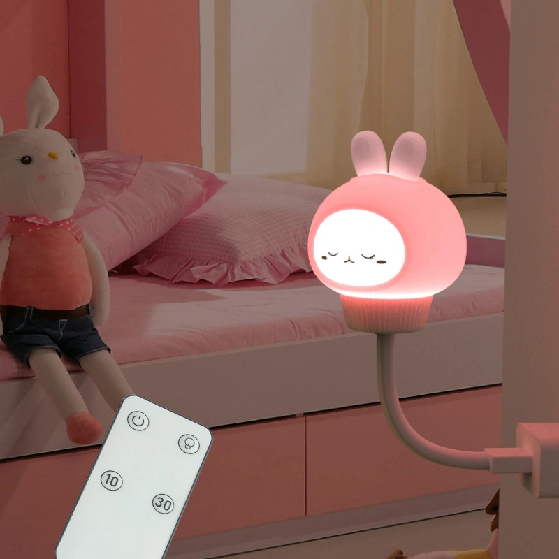 USB Connect Cute Bear Rabbit Night Lights Children Cartoon with Remote Auto DC5V Silicone Cute USB Night Light Smart for Kids Bedroom Baby Decorating Deco Lamps