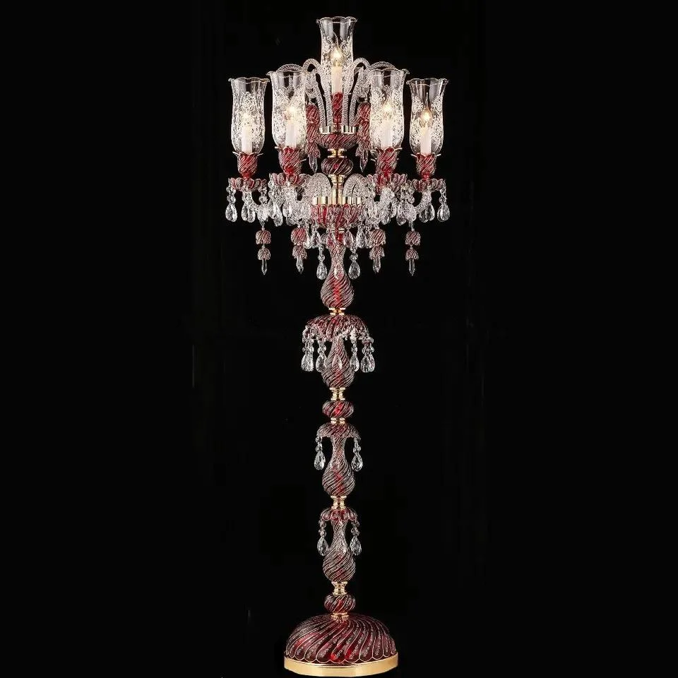 Glass Bedside Bedroom Study Designer Floor Lamp Decorative Chandelier Table Lights Bedroom Red Standing Lights Crystal Lighting