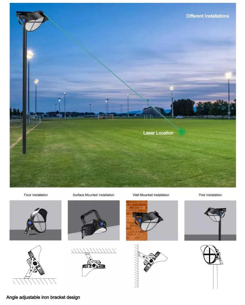 Good Price 20m 25m 30m Stadium Light Power LED High Mast Light 1000W with Laser Probe