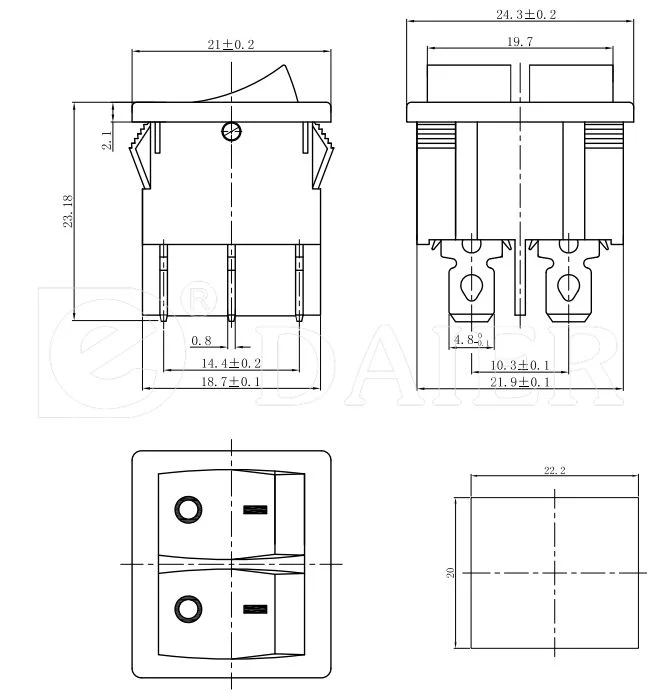 on off Illuminated 6 Pins Rocker Switch T85 1e4