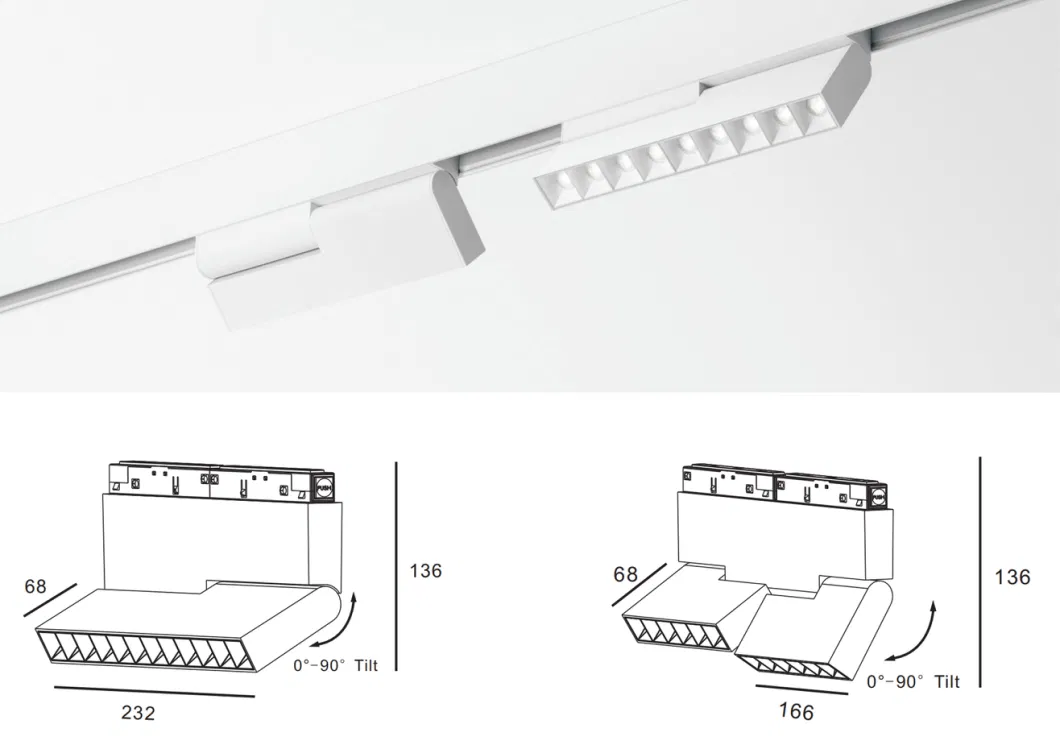 DC48V Magnetic Track Lights Magnet Linear Aluminum Ceiling Recessed Suspended Creative LED Magnetic Lights Tracking Rail Lighting Industrial