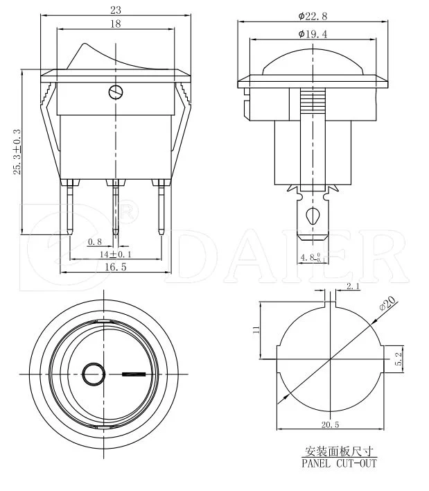 on off 3 Pin Round Illuminated 12V Rocker Switch